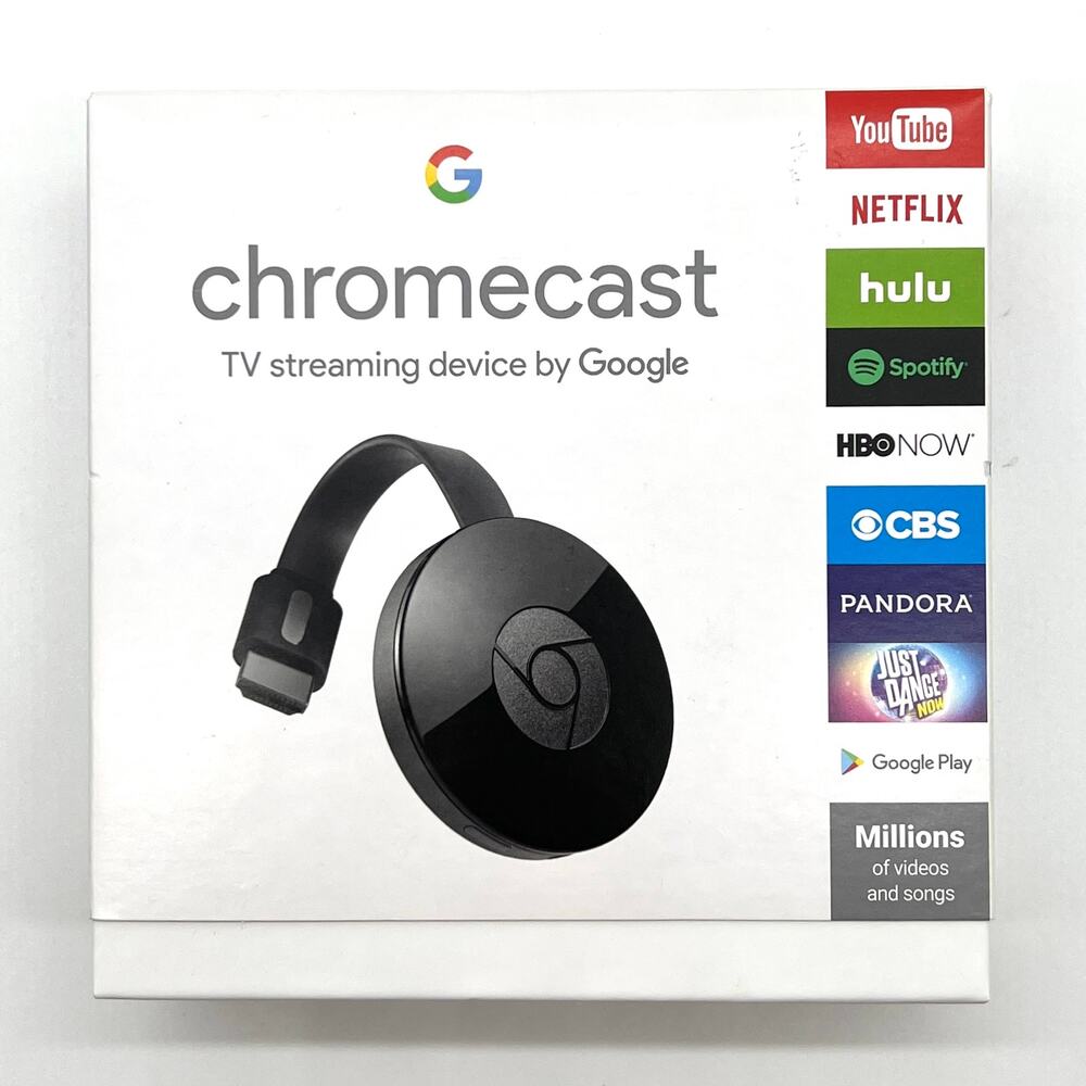 Google Chromecast 2nd Gen HD Media Streamer Black (GA3A00093-A14-Z01) With Box